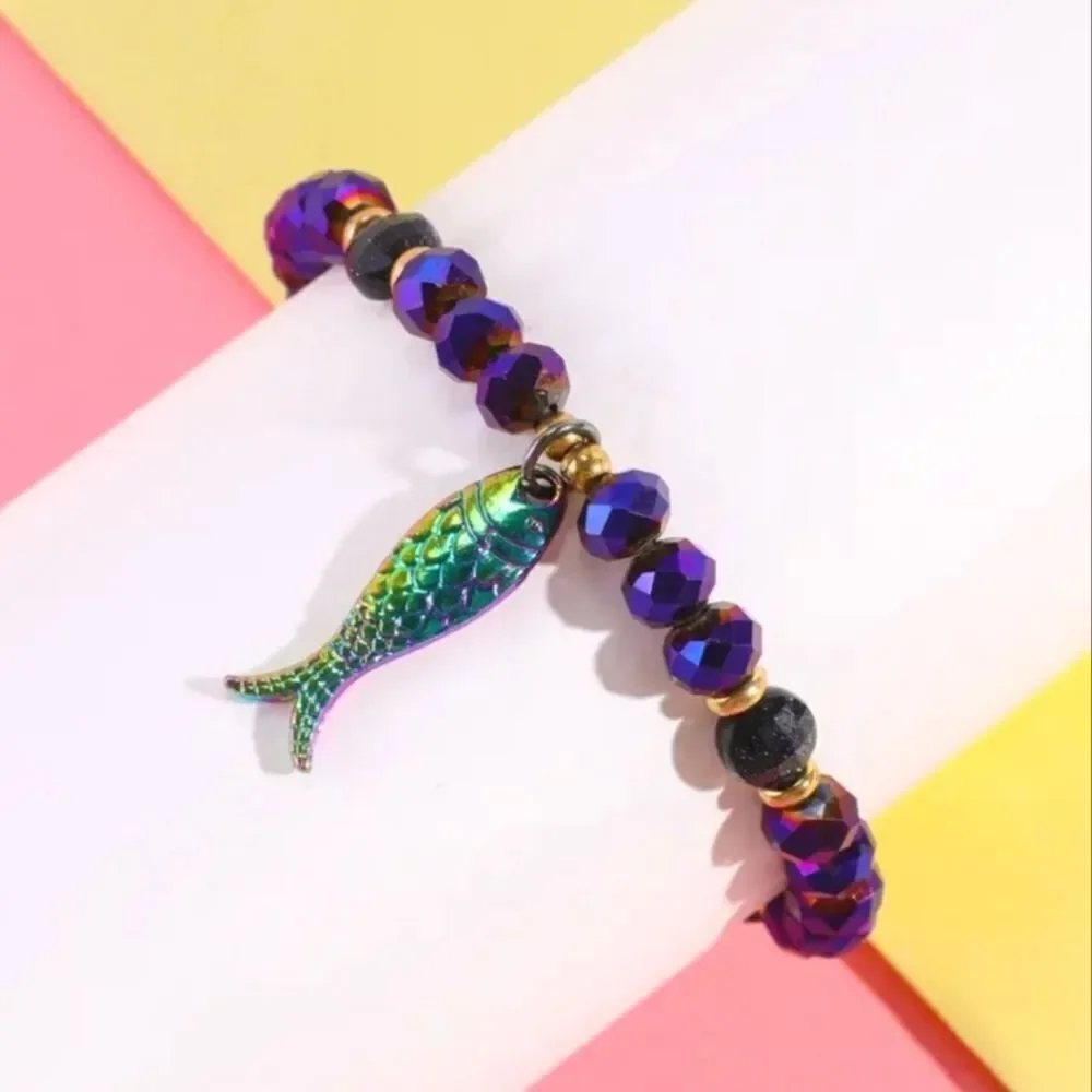 Girls Makersland purple fish Charm Bracelet